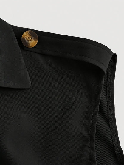 Women's Elegant Short-Sleeve Vest with Belt for Spring and Summer – Fashionable Trench Coat Style