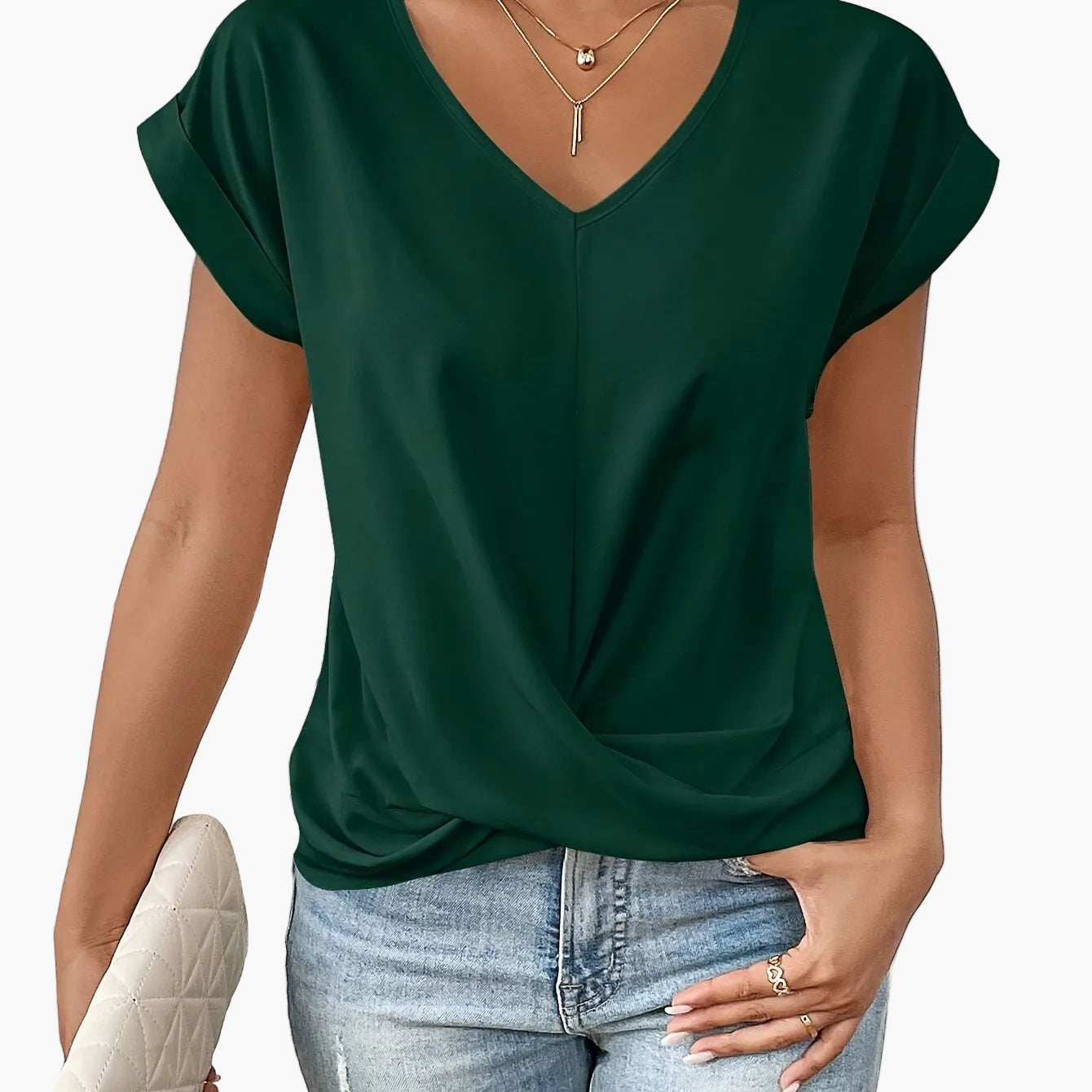 Women's Elegant Wrap Blouse with V-Neck for Everyday and Office