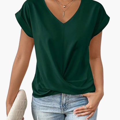 Women's Elegant Wrap Blouse with V-Neck for Everyday and Office