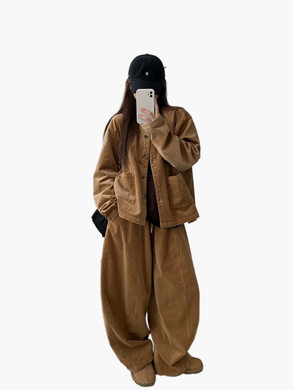 Women's Oversized Suit Two-Piece Set – Elegant Casual Look for Autumn and Winter