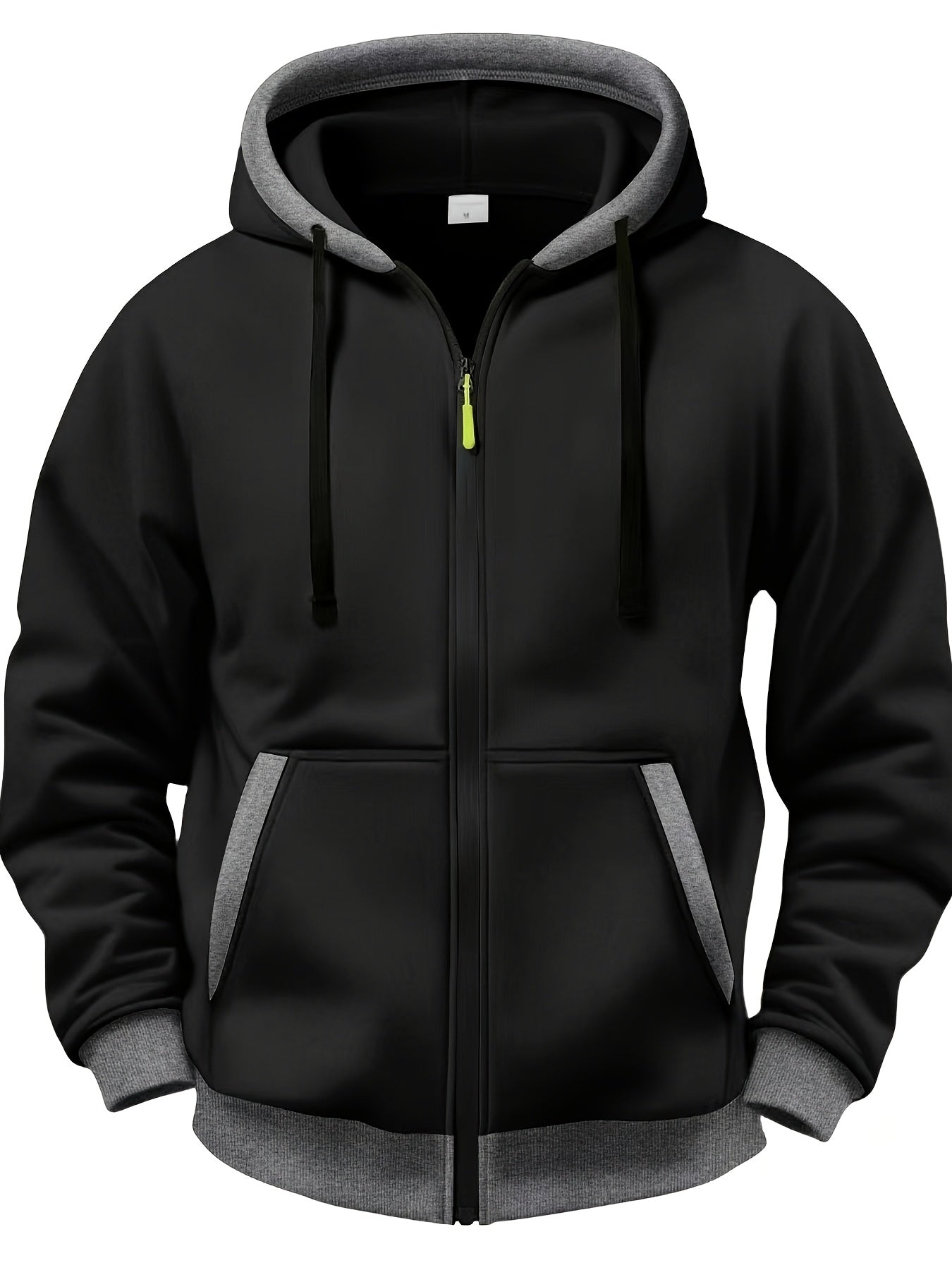 Unisex Kapuzenjacke mit Reißverschluss, kontrastfarbener Kapuze und Taschen, Rosa