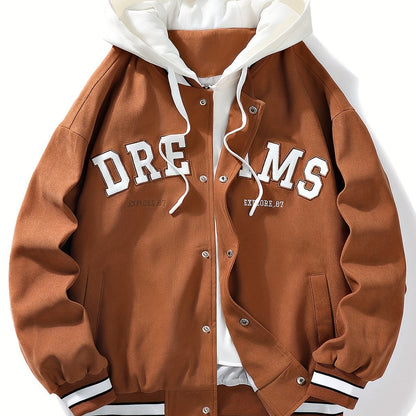 Men's varsity jacket with a hood and DREAMS lettering