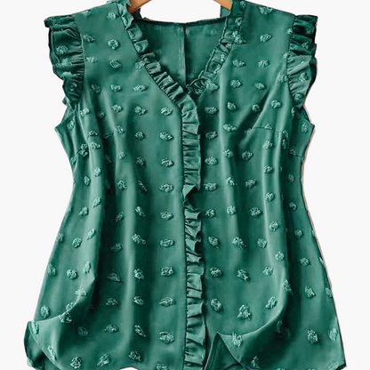 Women's Elegant Blouse with Ruffles and V-Neck – Casual & Office