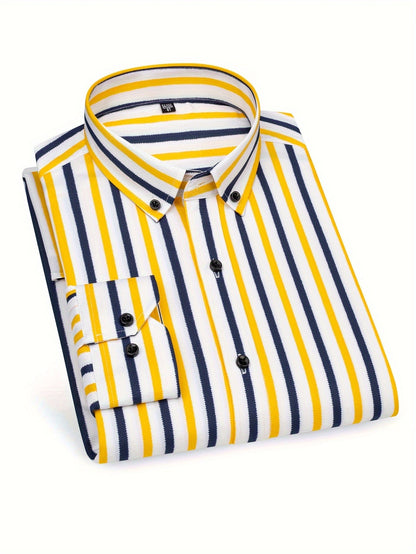 Herren Slim Fit Streifenhemd – Modernes Business & Freizeit Langarmhemd