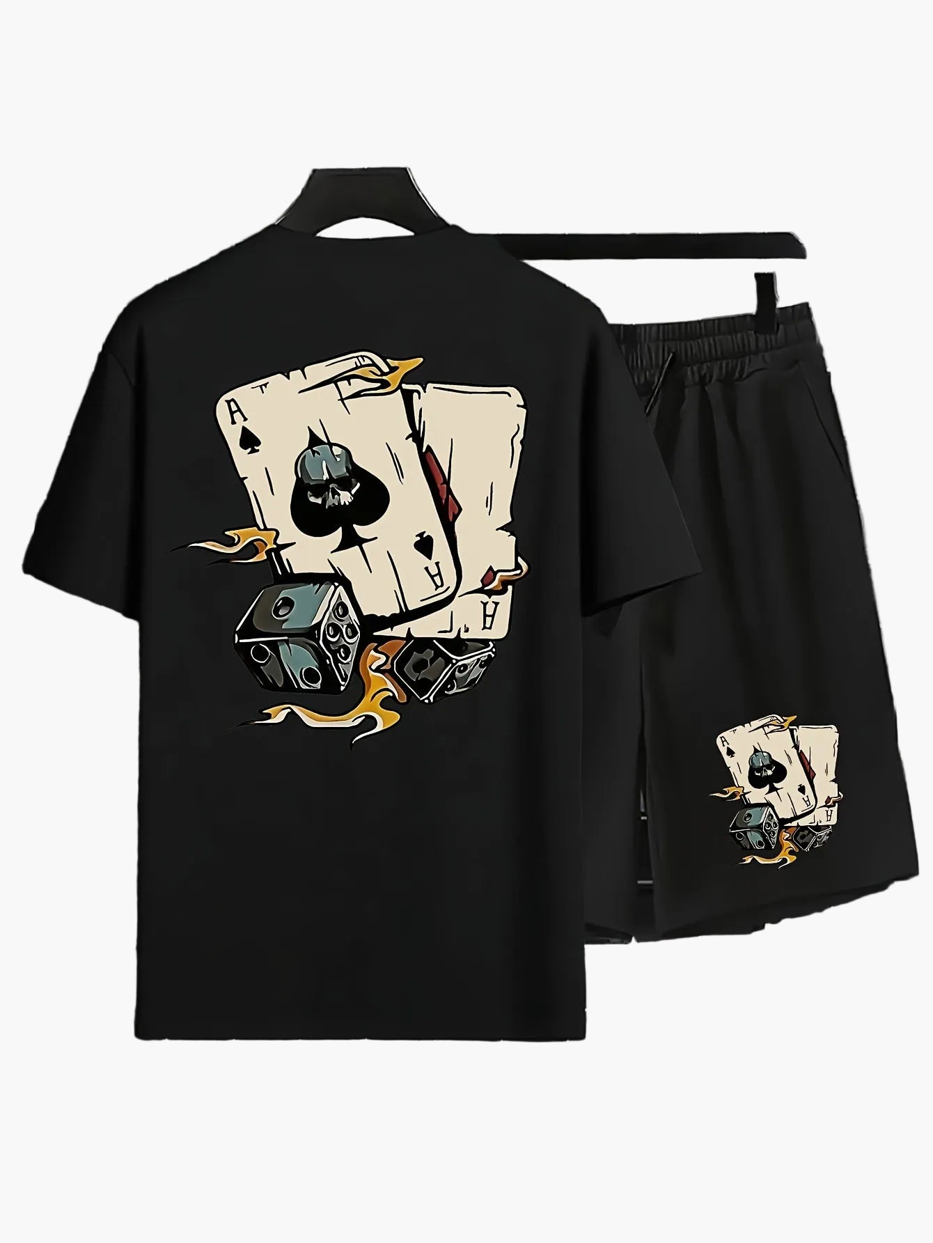Herren Sommer Freizeit Set – T-Shirt & Shorts mit Kartenmotiv, Lässiger Look für Alltag & Urlaub