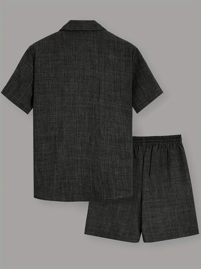 Men's Summer Casual Short Sleeve Set – Casual Shirt with Shorts and T-Shirt, Ideal for Vacation & Everyday Wear