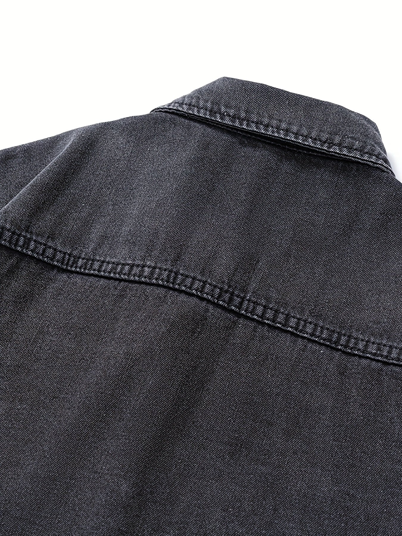 Dark gray denim shirt jacket with chest pockets