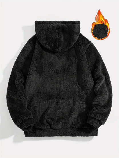 Unisex teddy fleece hoodie with a kangaroo pocket and hood