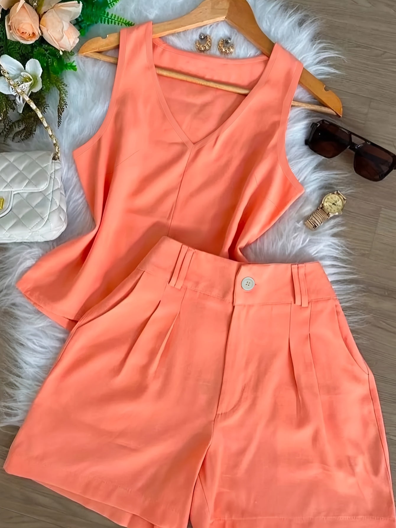 Women's Two-Piece Set – Elegant Top and Shorts for Spring & Summer, Leisure & Everyday Wear