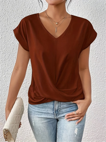 Women's Elegant Wrap Blouse with V-Neck for Everyday and Office