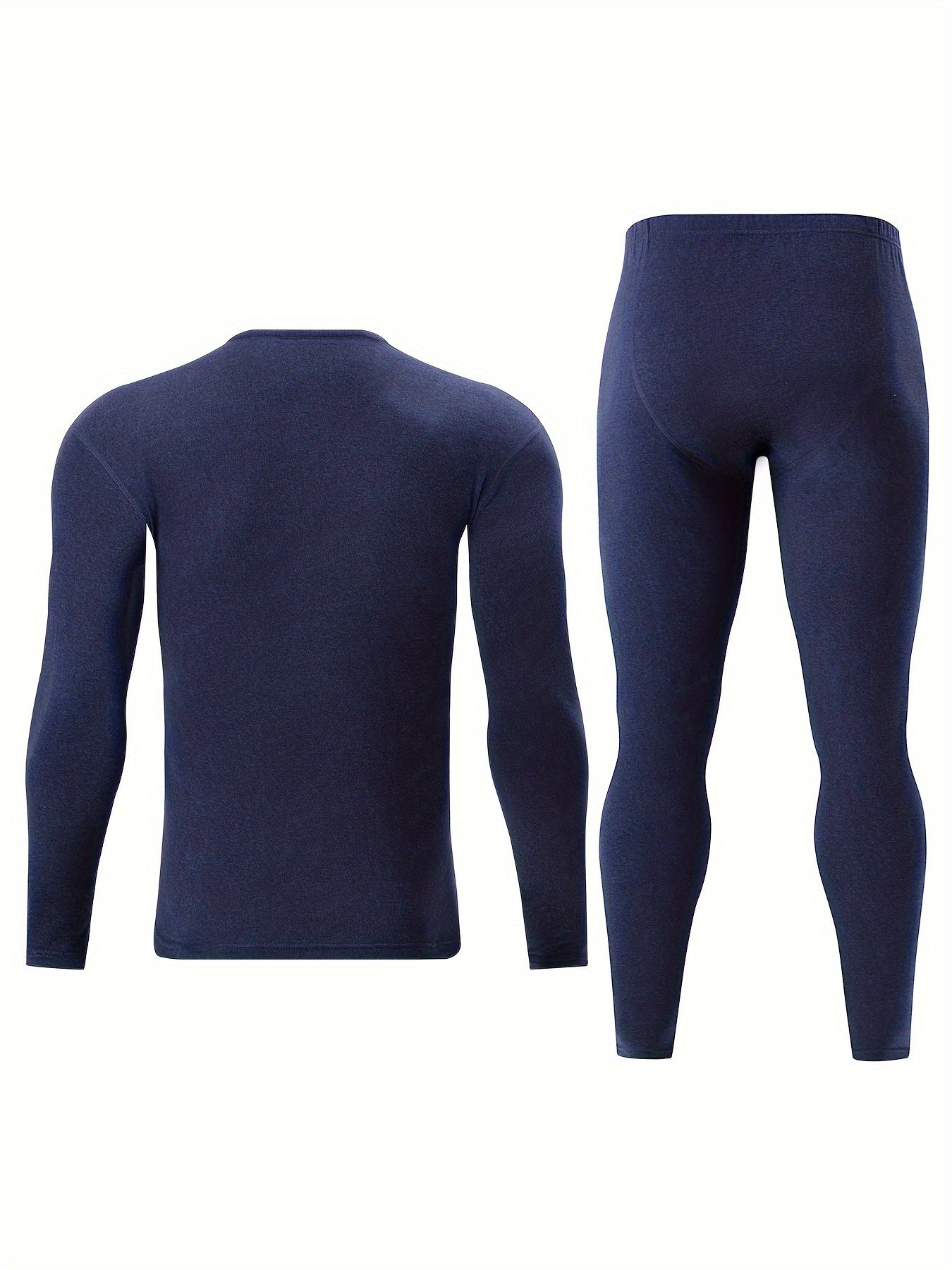 Men's thermal underwear set, long-sleeve shirt & leggings, warm two-piece outfit