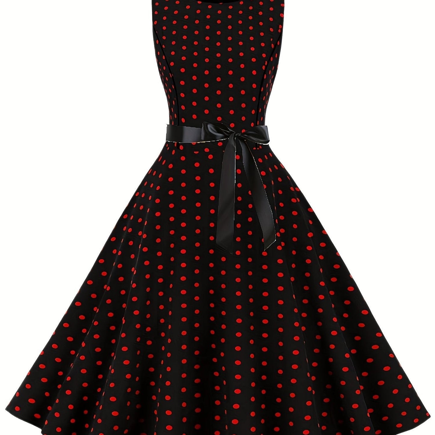 Women's Vintage Polka Dot Fit & Flare Dress for Festive Occasions and Everyday Wear