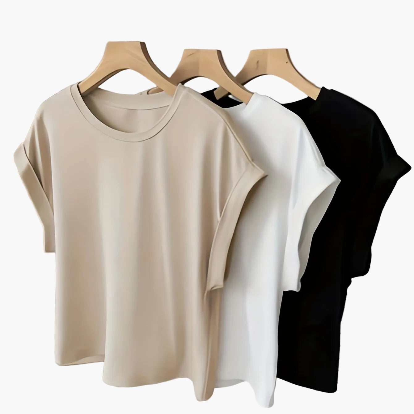 Women's Basic T-Shirt with Turn-Up Sleeves – Stylish Everyday Essential for Leisure and Office
