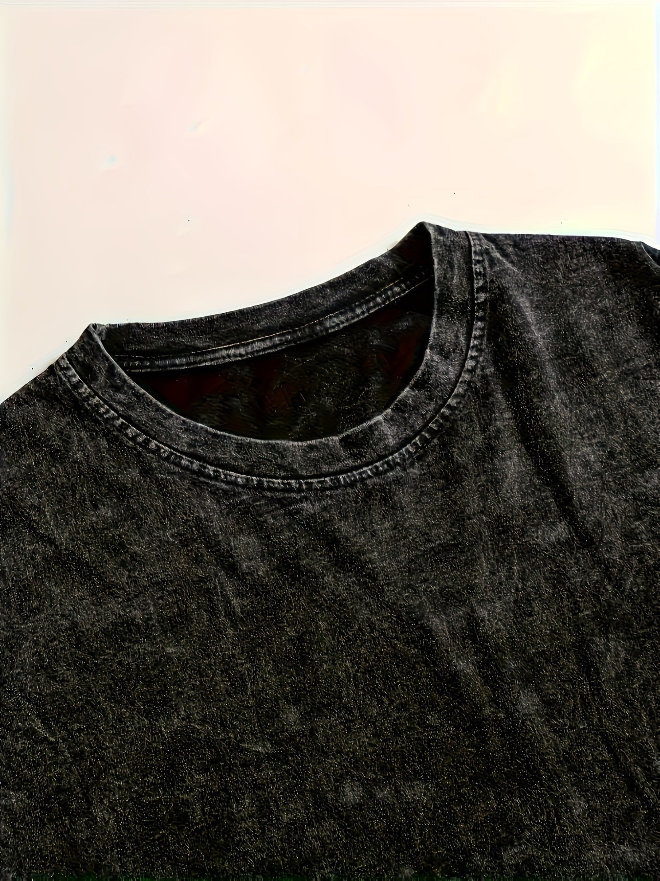 Unisex Langarmshirt mit Motorrad-Print, verwaschener Look, Dunkelgrau