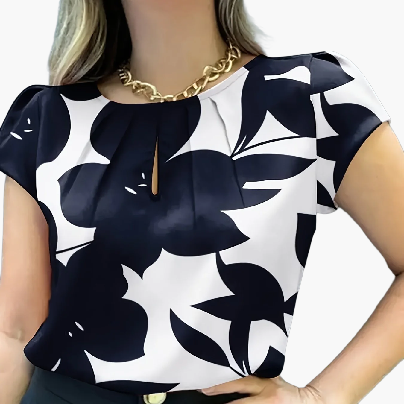 Women's Blouse Elegant Short Sleeve Modern Business Casual