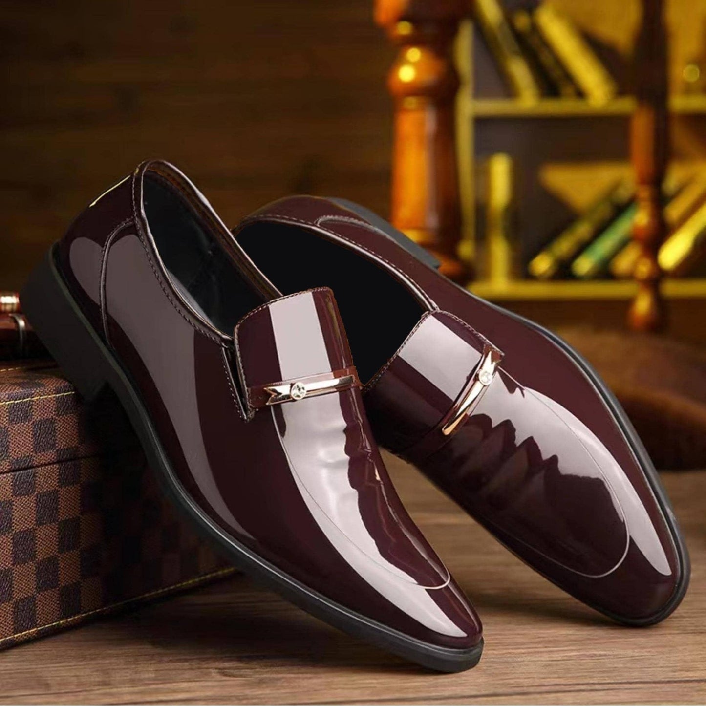 Men's Business Slippers – Elegant Glossy Look, Modern Loafers for Office & Celebrations