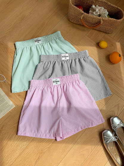 Damen Pyjama-Shorts im Streifen-Design für entspannte Sommernächte, 3er-Pack, Freizeit-Loungewear