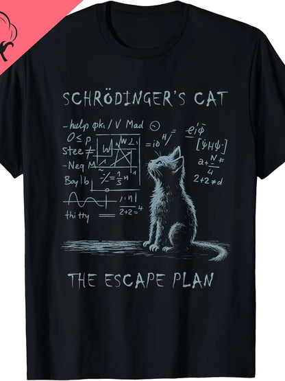 Men's T-Shirt Schrödinger's Cat Escape Plan – Funny Science Design for Physics Fans