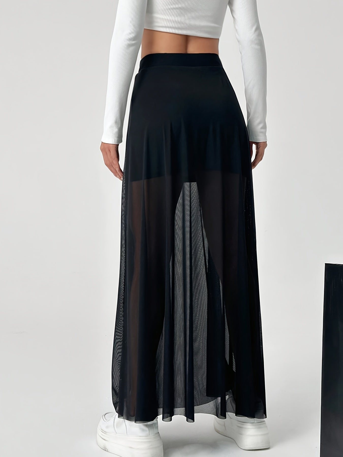Women's maxi skirt with mesh design in trendy layered look for spring and summer – elegant, airy style for vacation and everyday wear