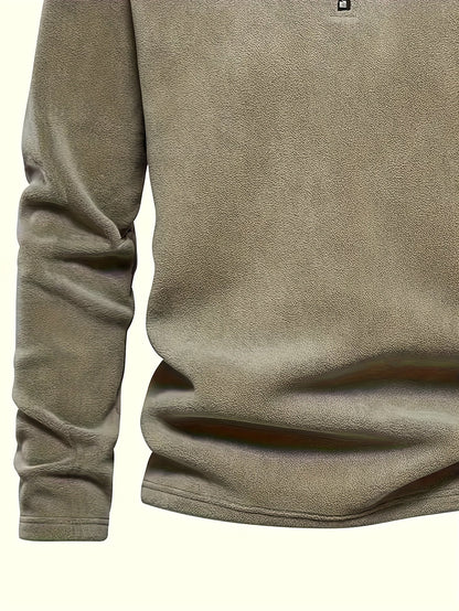 Herren Halb-Reißverschluss Pullover Fleece Khaki Schwarz