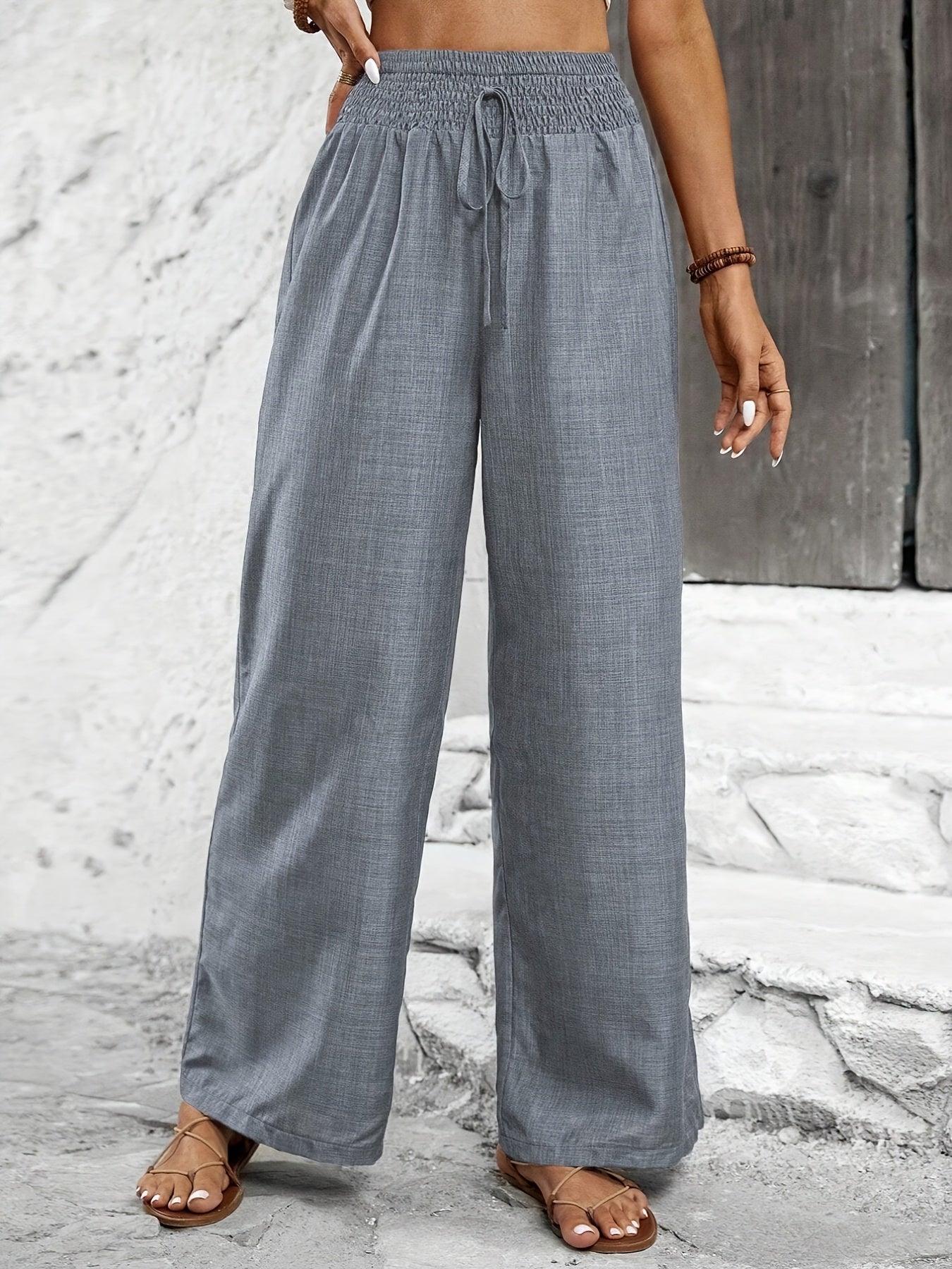 Women's Wide Elegant Pants with Elastic Waistband – Perfect for Everyday and Leisure