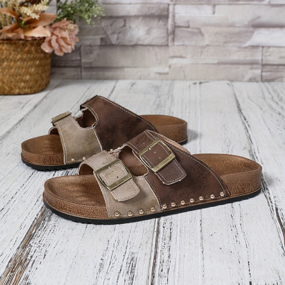Women's Comfortable Vintage Sandals with Buckles – Open Toe, Casual & Everyday