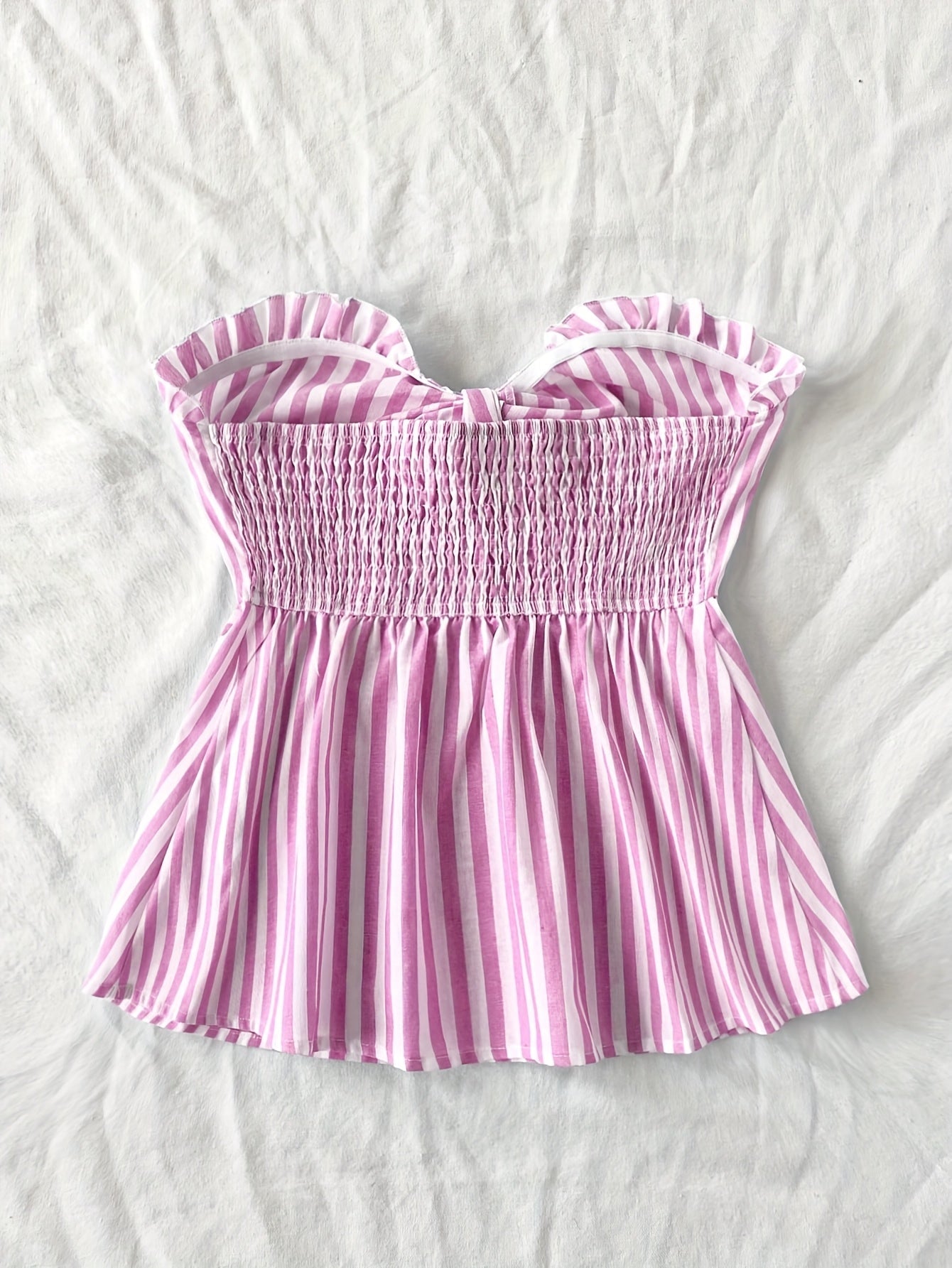 Women's bandeau crop top with bow front and ruffles – summer street style