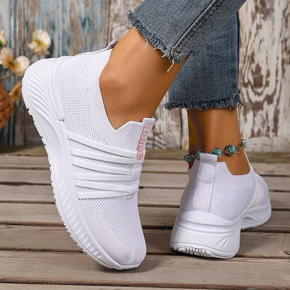 Damen Slip-On Freizeitschuhe mit Streifenmuster – Bequeme Alltags-Sneaker für Freizeit und Alltag