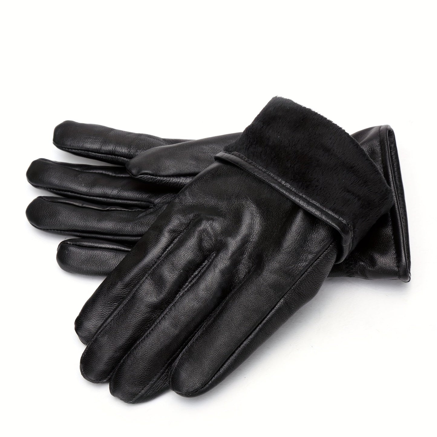 Black gloves with elastic cuffs