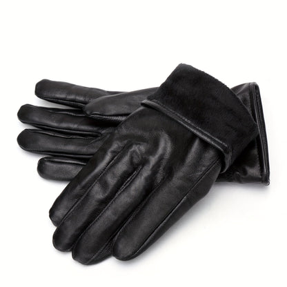 Black gloves with elastic cuffs