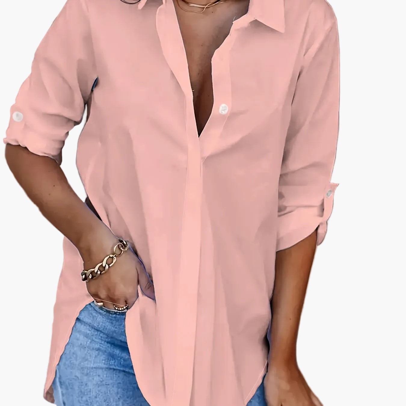 Damen Langarm Oversize Bluse Locker Casual für Alltag und Büro