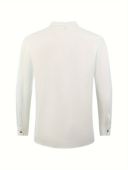 Men's Stand Collar Casual Shirt with Button Placket – Casual Look for Everyday and Special Occasions