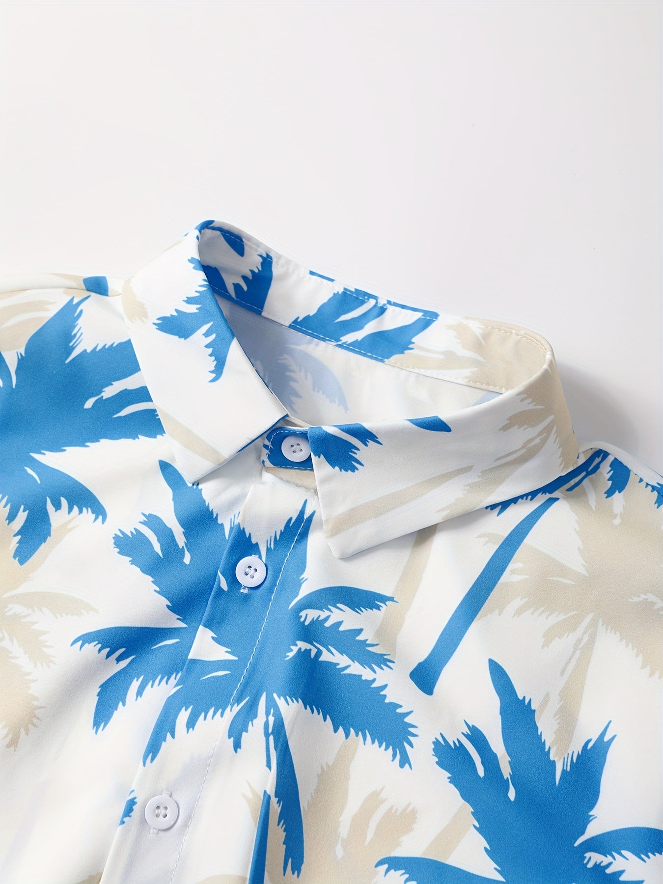 Herren Sommer Strand Set – Palmen Print Kurzarmhemd und Shorts, Freizeit Outfit