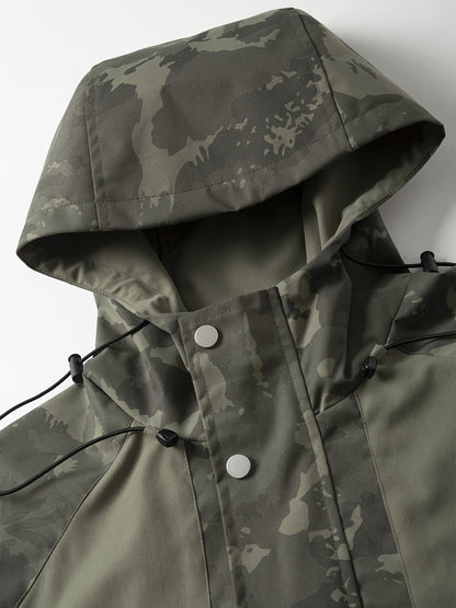 Men's camouflage jacket with hood and zipper