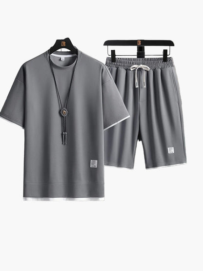 Men's Casual Set Two-Piece Shirt & Shorts Modern Loose Lounge Sport Outfit