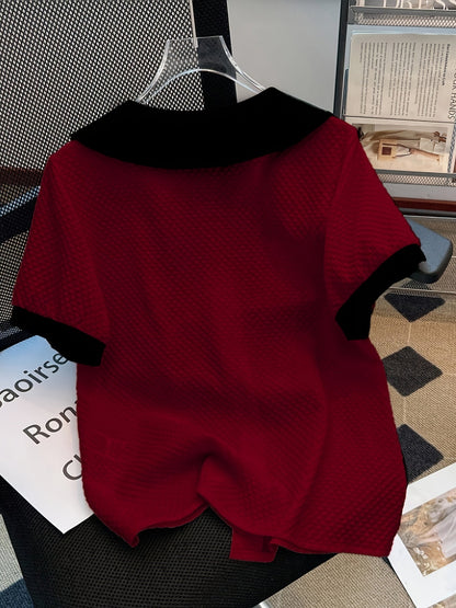 Women's blouse with vintage collar and button placket – elegant casual style for office & everyday wear