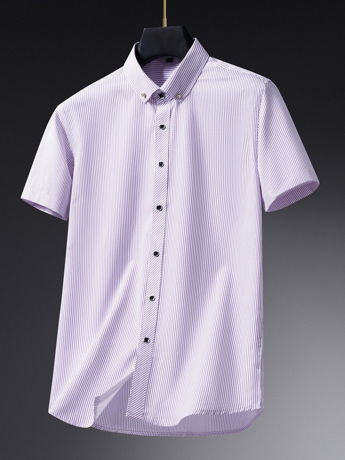 Men's Business Short-Sleeve Shirt with Pinstripes – Modern Design for Office and Leisure