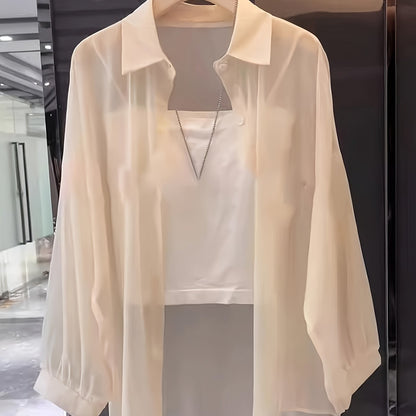 Women's Two-Piece Set – Elegant Shirt and Bandeau Top for a Modern Layered Look