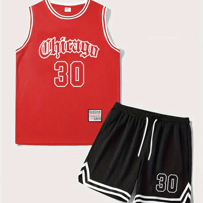 Men's Basketball Jersey Set Chicago 30 Sports Tank Top and Shorts for Fitness & Leisure
