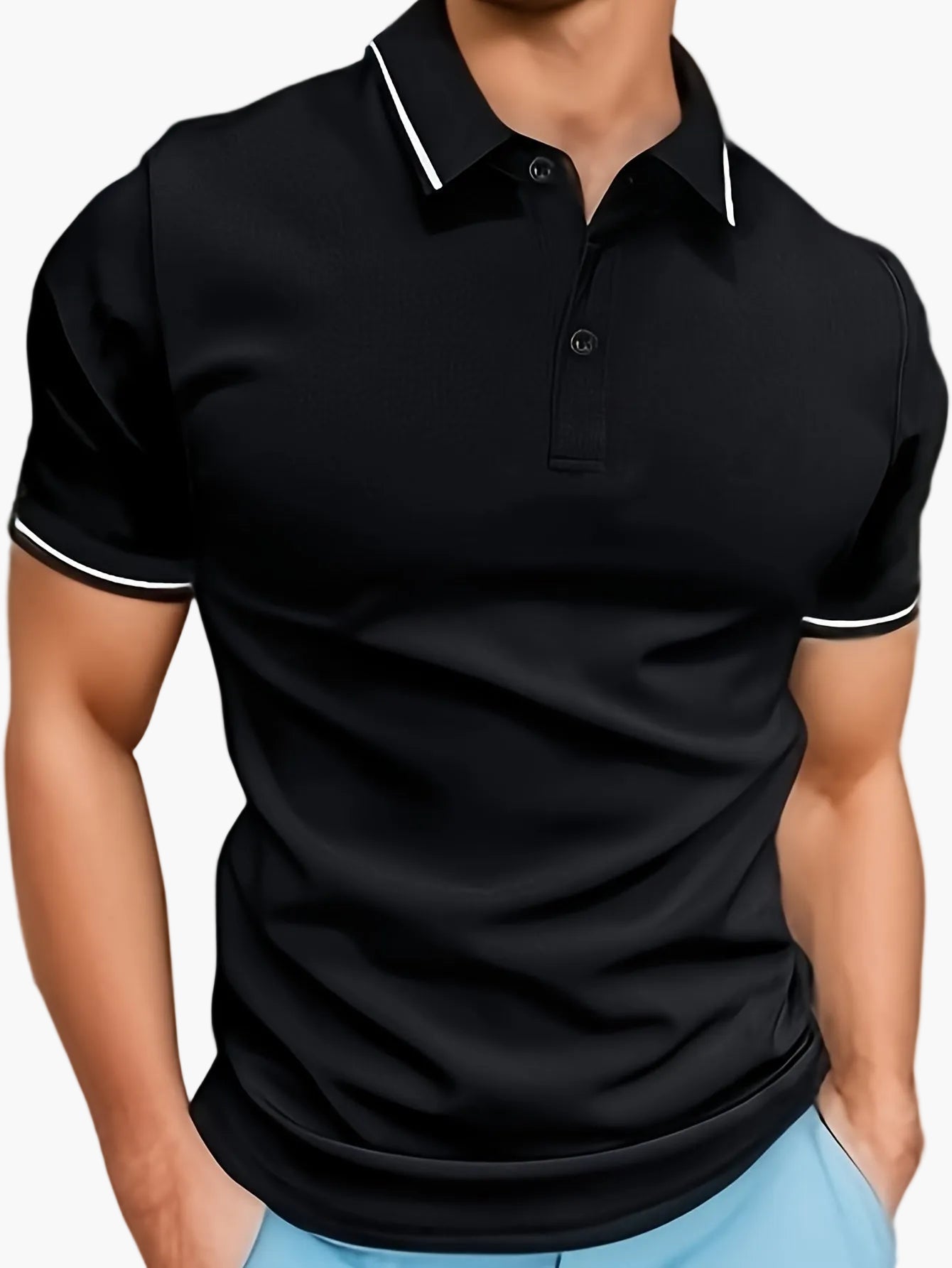 Herren Polo T-Shirt mit Kontrastkragen – Modisches Freizeitshirt für Alltag und Sport