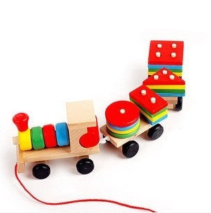 Wooden Educational Toy Train for Children – Stacking and Sorting Game from 1 Year
