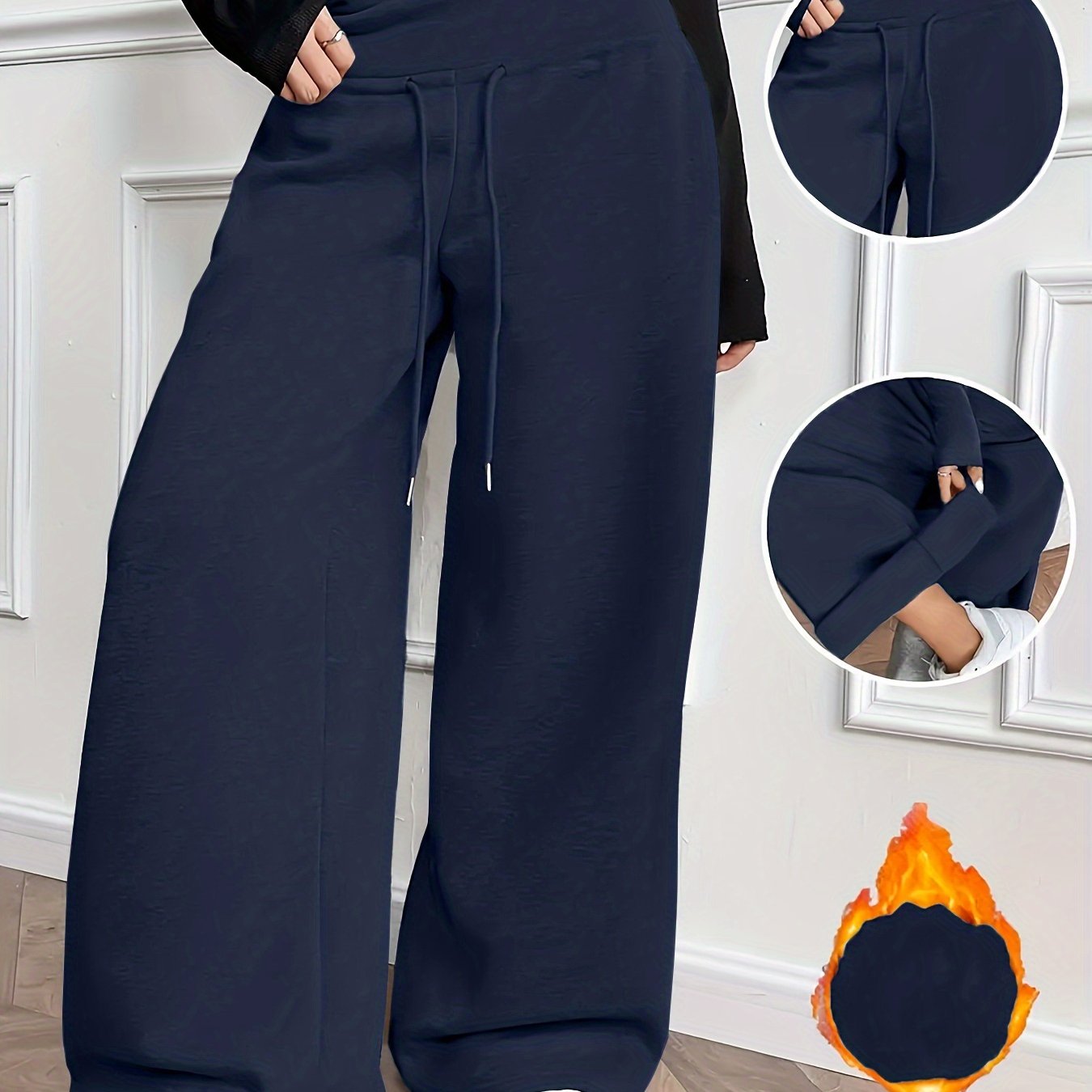 Weite Freizeithose mit Kordelzug Hoher Bund Damen