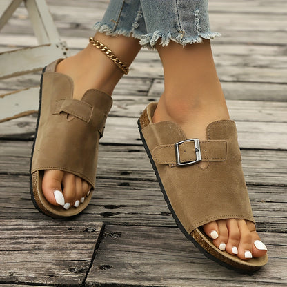 Women's Comfort Sandals with Buckle and Modern Slip-On Style – Ideal for Everyday & Leisure