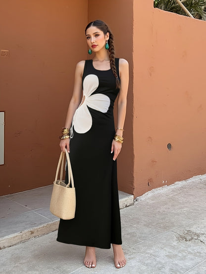 Women's Bodycon Dress with Cut-Out and Floral Design – Summer Party & Casual Style