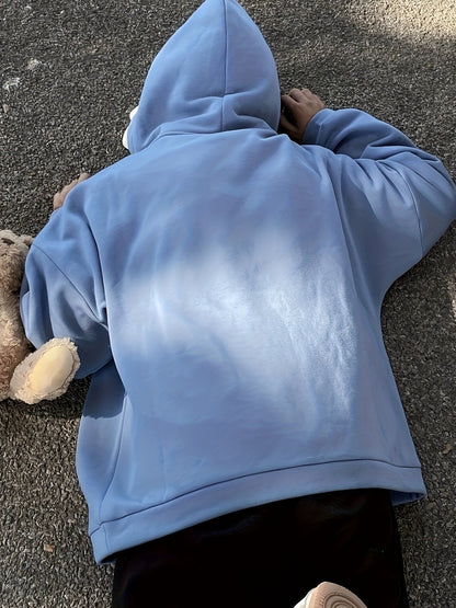 Light blue shark hoodie with hood and kangaroo pocket
