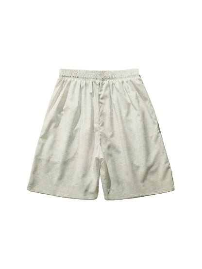 Men's casual shorts with ethnic pattern and flute player motif – summer, vacation & beachwear