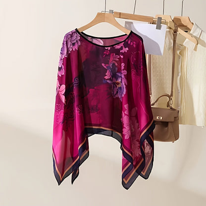 Women's Boho Poncho Tunic – Elegant Cover-Up for Beach and Leisure