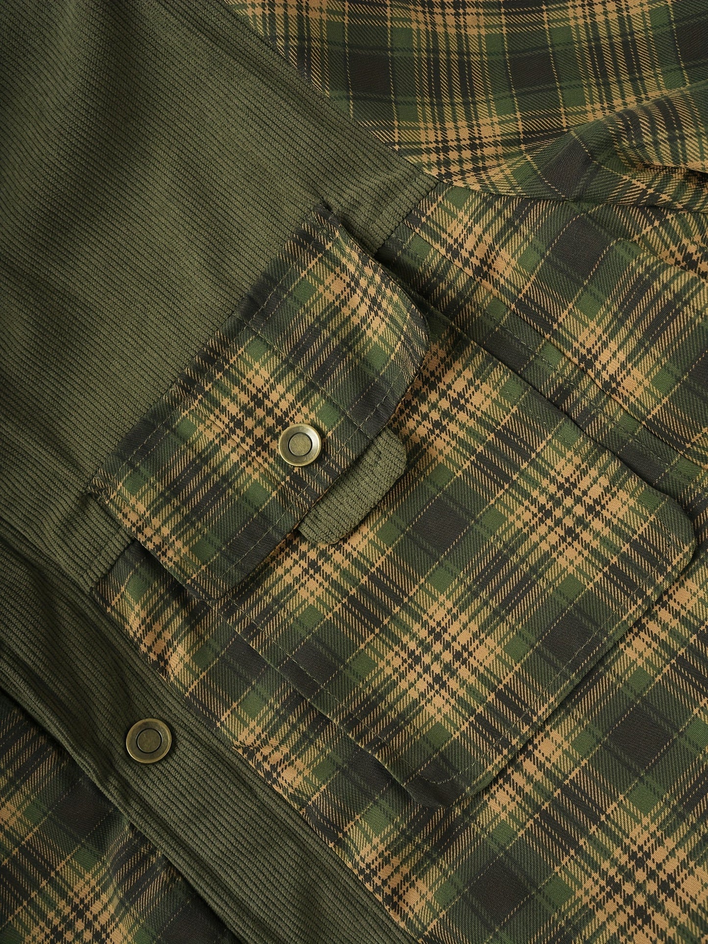 Men’s winter jacket, stand-up collar, checkered, fleece lining, green