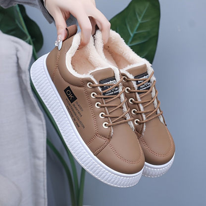 Damen Winterschuhe Halbschuhe Braun Gefüttert Bequeme Sneakers