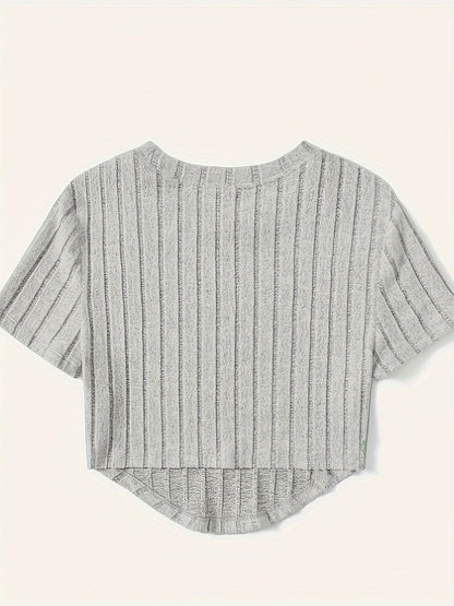 Women's Short-Sleeve Crop Top in Casual Style with Crew Neck – Perfect for Everyday and Leisure
